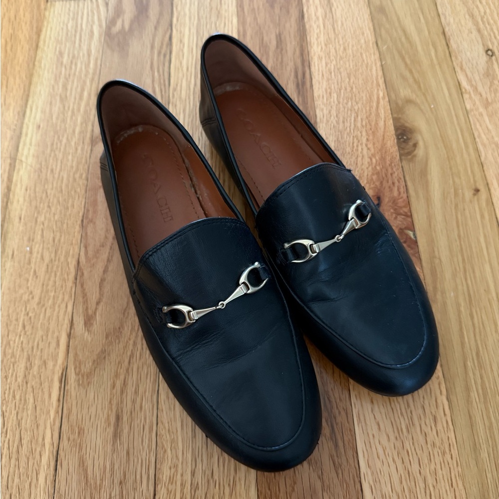 Black Leather Loafers with Accents